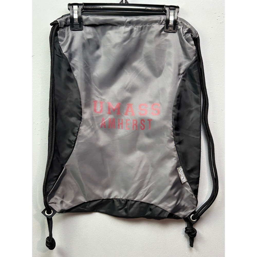 UMass‎ Amherst ChicoBag Drawstring Backpack Lightweight Gym Bag Gray Black